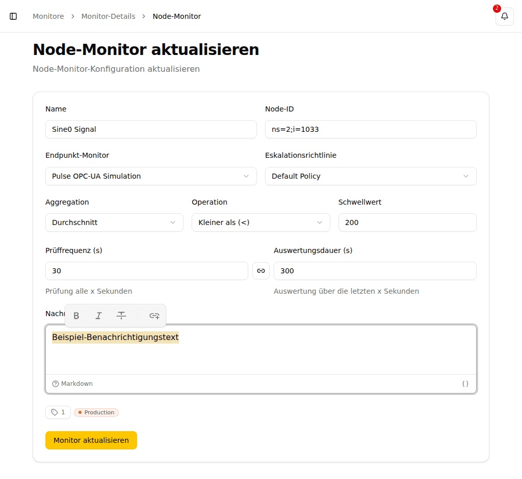 Markdown-Editor mit schwebender Formatierungssymbolleiste