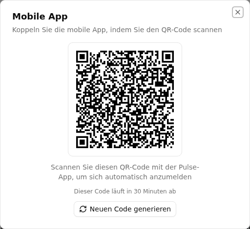 Dialog zur Kopplung der mobilen App