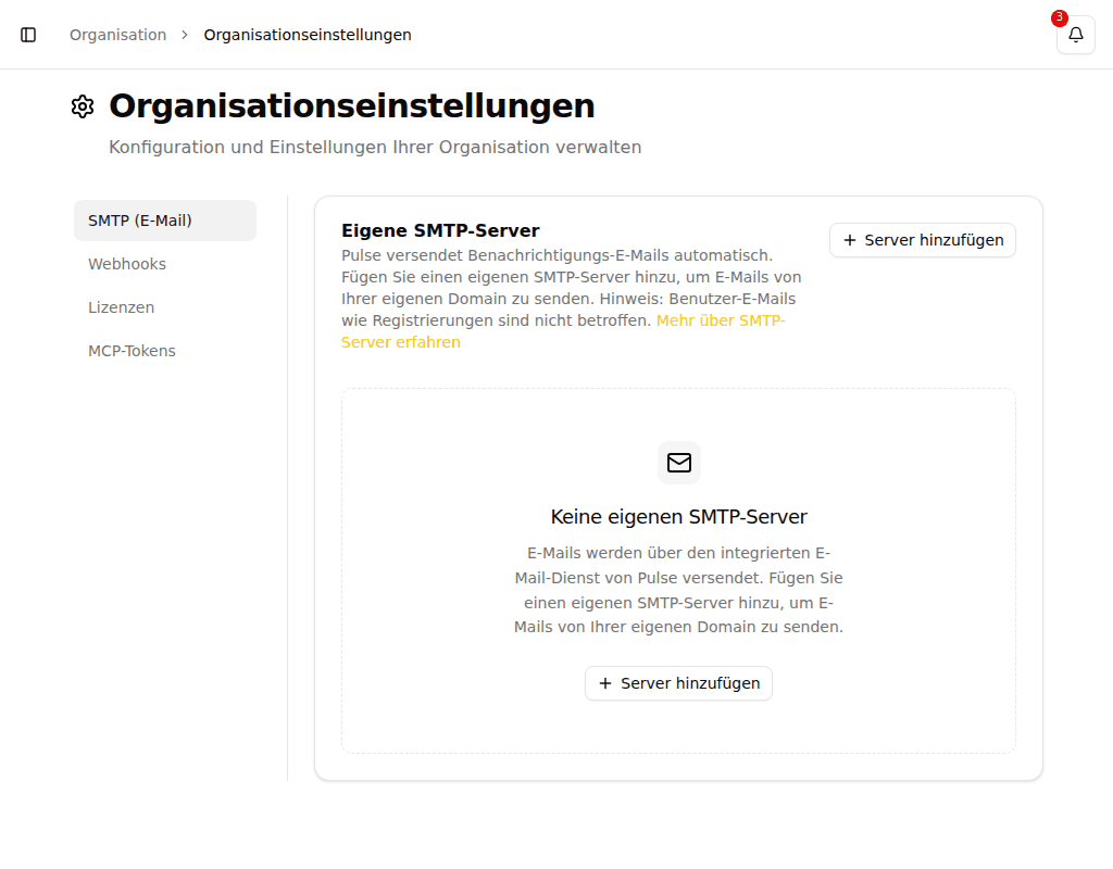 Organisations-SMTP-Einstellungen
