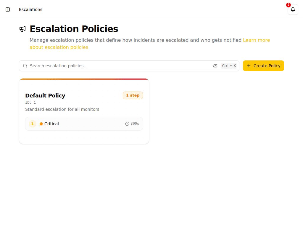 Escalation Policy List