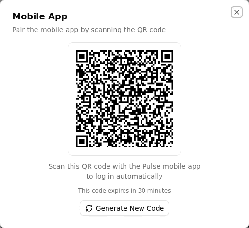 Mobile app pairing dialog