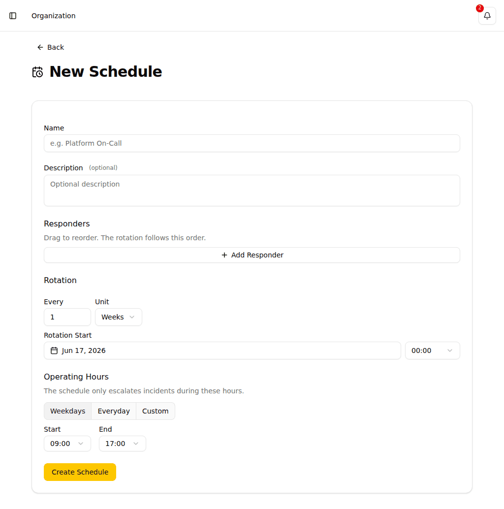 New schedule form